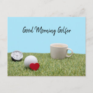 Postale Good Morning golfer avec balle de golf et carte ca
