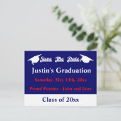 Postale Graduation Enregistrer La Carte Date Avec Blanc (Debout devant)