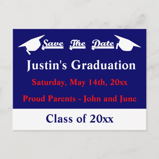 Postale Graduation Enregistrer La Carte Date Avec Blanc (Devant)