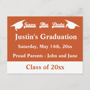 Postale Graduation Enregistrer La Carte Date Brûlé Orange