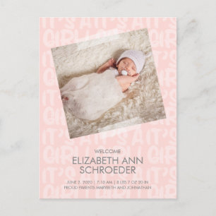 Postale Graffiti Pink Baby Faire-part de naissance Carte p