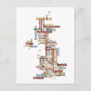 Postale Grande-Bretagne Royaume-Uni Carte du texte