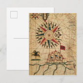 Postale Graphique de Portolan | Carte du Caire, Egypte (Devant / Derrière)
