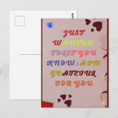 Postale Gratitude juste parce que carte de voeux par SMILE (Devant / Derrière)