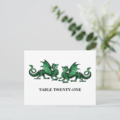 Postale Green Elegant Dragons Numéro de tableau Carte post (Debout devant)