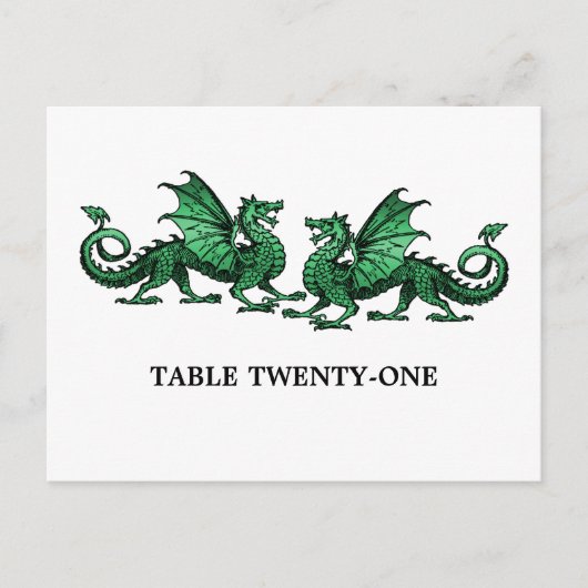 Postale Green Elegant Dragons Numéro de tableau Carte post (Devant)