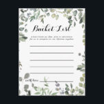 Postale Green Eucalyptus Foliage Delight Bucket List Carte<br><div class="desc">Ces cartes de liste de godets vert eucalyptus feuillages sont l'activité idéale pour une simple réception de mariage ou douche nuptiale. L'aménagement comprend une aquarelle botanique,  dessinée à la main,  d'élégants eucalyptus,  d'une beauté naturelle inspirante. Le signe Liste de regroupement est vendu séparément.</div>