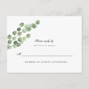 Postale Green Eucalyptus Foliing Mariage Répondre Carte Po