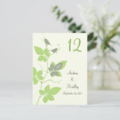 Postale Green Grey Birds Vines Mariage Carte Numéro de tab (Debout devant)