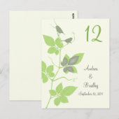 Postale Green Grey Birds Vines Mariage Carte Numéro de tab (Devant / Derrière)