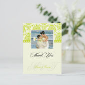 Postale Green + Ivory Damask Merci Carte postale, (Debout devant)