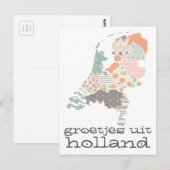 Postale Groetjes Uit Holland Province Carte Style Patchwor (Devant / Derrière)