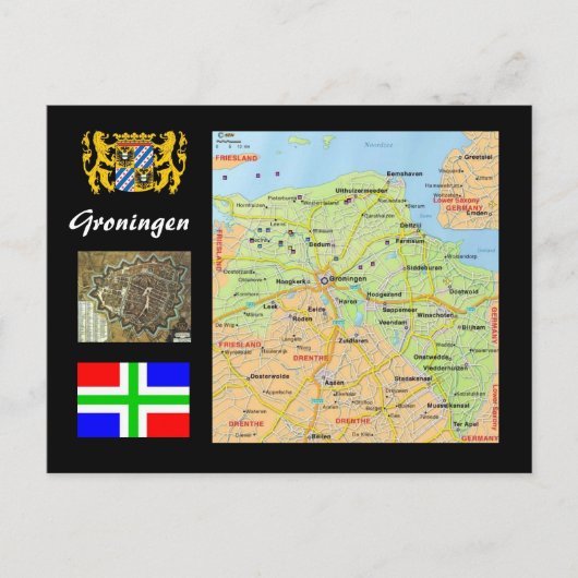 Postale Groningen - La carte Pays-Bas (Devant)