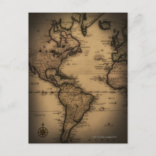 Postale Gros plan sur une carte antique du monde
