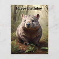 Gros Wombat Australien Brun, Carte d'anniversaire