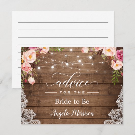 Postale Guirlande de lumières rustique Carte de conseils f (Devant / Derrière)