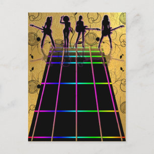 Postale Guitare électrique Fret Girl Band sur carte postal