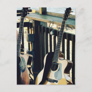 Postale "Guitares au bord du lac" photo Carte de voeux