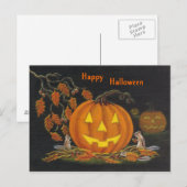 Postale Halloween, carte postale, chipmunk, Jack-o-Lantern (Devant / Derrière)