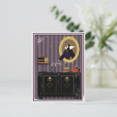 Postale Halloween Chaussure Blanche sorcière et carte post (Debout devant)