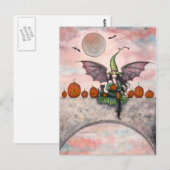 Postale Halloween Citrouilles de chat sorcière de carte po (Devant / Derrière)