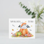 Postale Halloween Cute Chat dans la carte de note Citrouil (Debout devant)