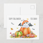 Postale Halloween Cute Chat dans la carte de note Citrouil (Devant / Derrière)