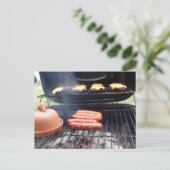 Postale Hamburgers grillés et carte de chiens chauds (Debout devant)