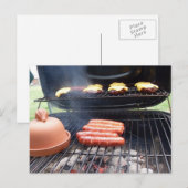 Postale Hamburgers grillés et carte de chiens chauds (Devant / Derrière)