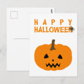 Postale Happy Halloween texte et Citrouille sur carte post (Devant / Derrière)