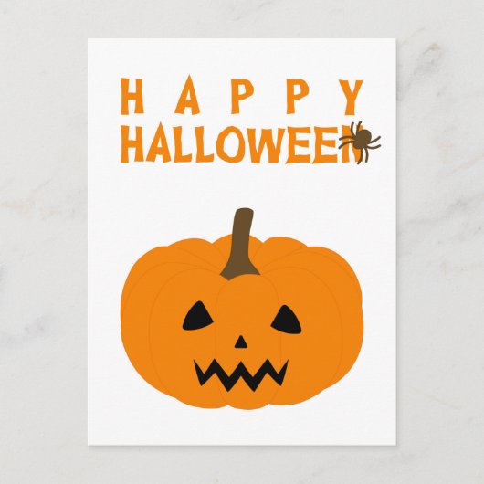 Postale Happy Halloween texte et Citrouille sur carte post (Devant)