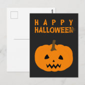 Postale Happy Halloween texte et Citrouille sur carte post (Devant / Derrière)