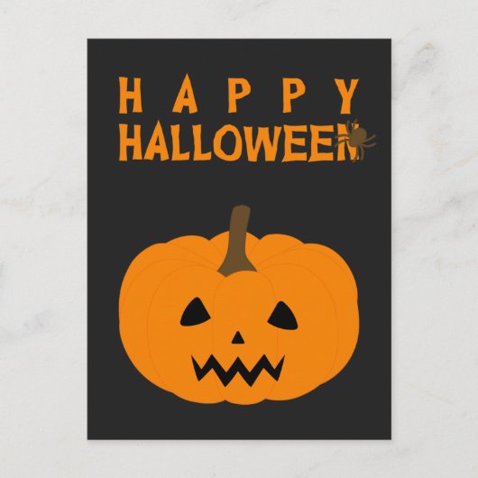 Postale Happy Halloween texte et Citrouille sur carte post (Devant)