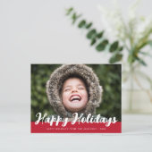 Postale happy holiday stylish script photo carte de voeux (Debout devant)