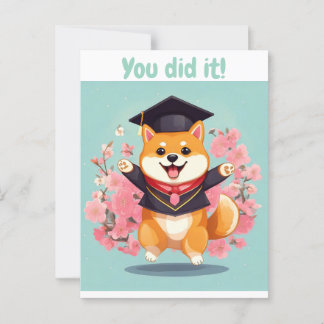 Postale happy shiba inu graduation - carte de graduation