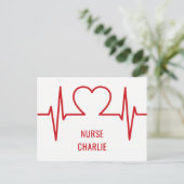 Postale Heart EKG personnalisé nom & occupation carte post (Debout devant)
