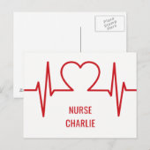 Postale Heart EKG personnalisé nom & occupation carte post (Devant / Derrière)