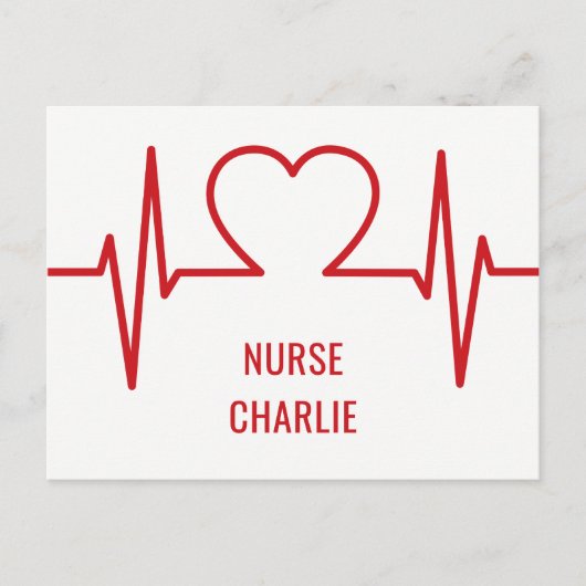 Postale Heart EKG personnalisé nom & occupation carte post (Devant)