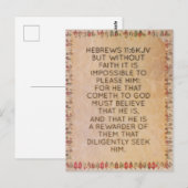 Postale Hébreux 11:6 Carte de mémorisation de verset bibli (Devant / Derrière)
