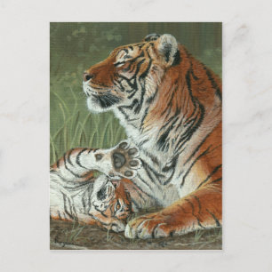 Postale Hey Maman Se Réveille ! Petit tigre et carte posta