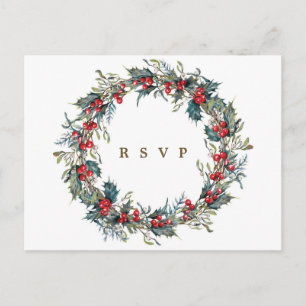Postale hivernal sainte couronne mariage rsvp carte postal