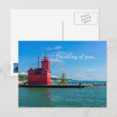 Postale Holland Harbour Lighthouse Penser À Vous Carte Pos (Devant / Derrière)
