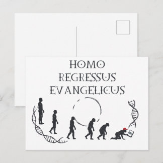 Postale Homo Regressus Evangelicus – Carte drôle anti-MAGA