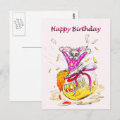 Postale Honey Bunny Joyeux Anniversaire amusant carte de d (Devant / Derrière)