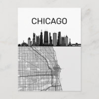 Horizon de la ville de Chicago Illinois avec carte