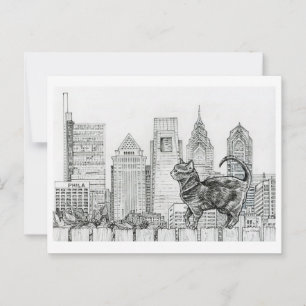 Postale Horizon de Philly - Chat sur une clôture Carte pos