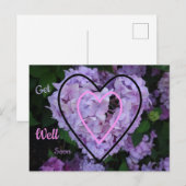 Postale Hydrangea Violet dans les coeurs Carte de vœux de  (Devant / Derrière)