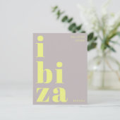 Postale Ibiza Espagne typographie moderne jaune Carte post (Debout devant)