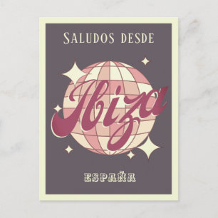 Postale Ibiza España rétro vintage parti violet Carte post