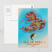 Postale Île de Mull Inner Hebrides Écosse Carte ancienne. (Devant / Derrière)